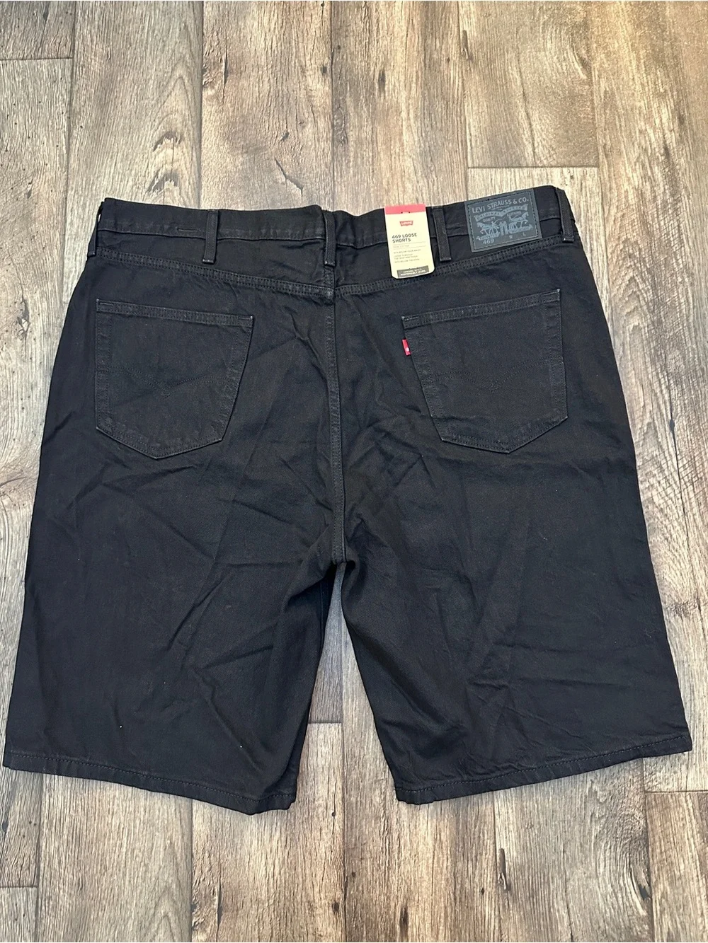 Levis 469 Loose 100% Cotton Denim Shorts Men’s Size 46 Black - Picture 9 of 10